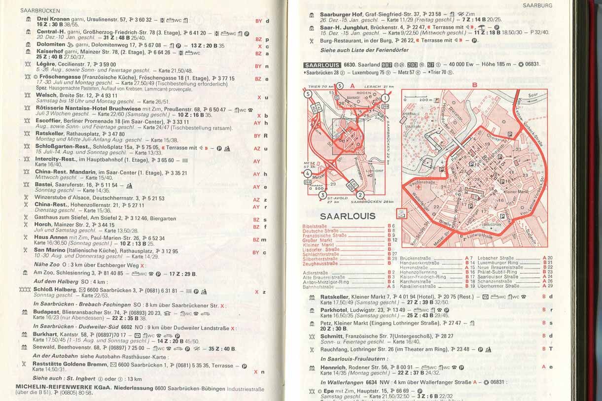 Seite aus MICHELIN-Führer Deutschland 1979 0