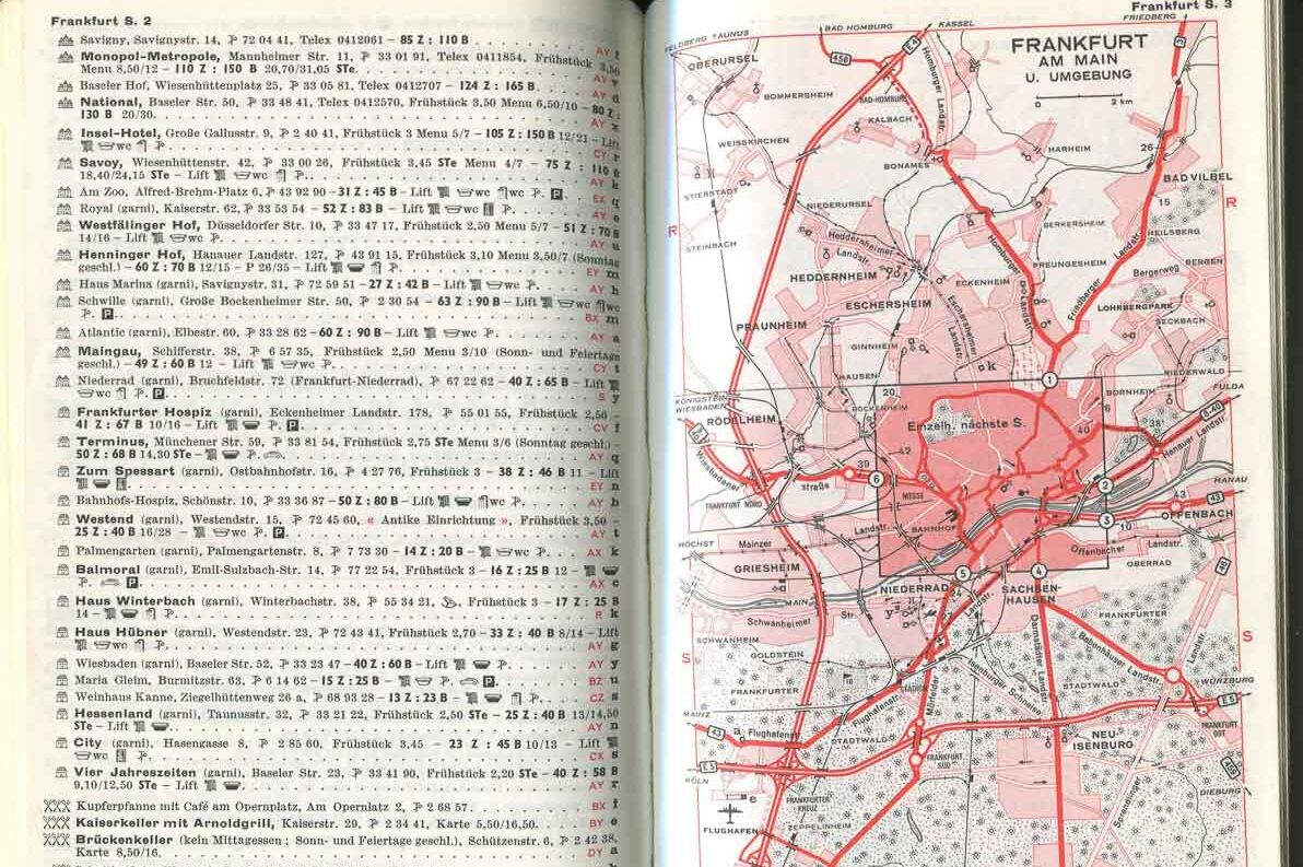 Seite aus MICHELIN-Führer Deutschland 1964