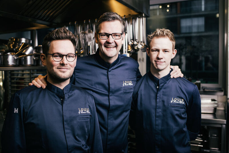 Chef de Cuisine Thomas Martin mit seinen Sous Chefs Rüdiger Mehlgarten und Tobias Haas.  v.l.n.r.: Tobias Haas, Thomas Martin, Rüdiger Mehlgarten